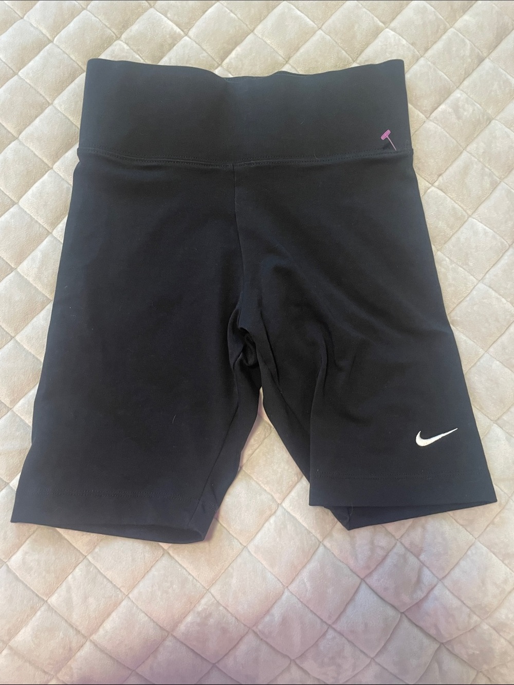 Nike Black High-Rise Bike Shorts with White Swoosh